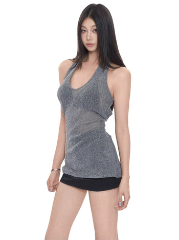 loose backless vest tops