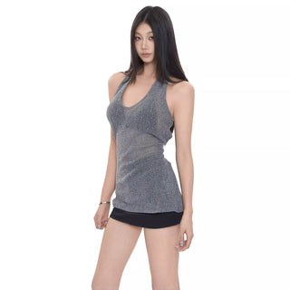 loose backless vest tops