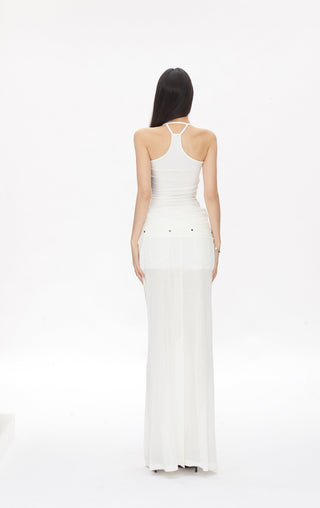 white straight hip skirt