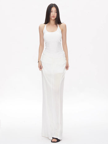 white straight hip skirt