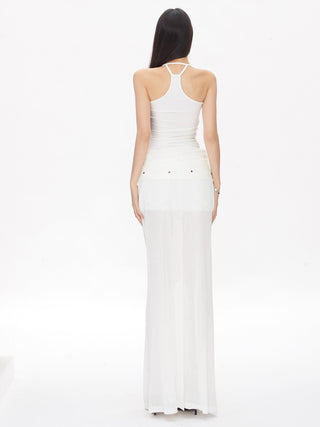 white straight hip skirt