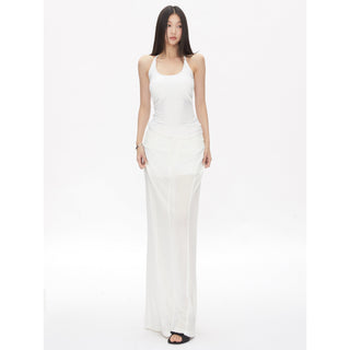 white straight hip skirt