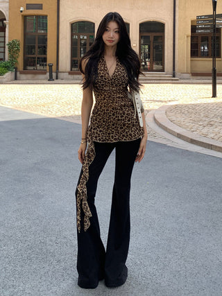 leopard spaghetti vest tops