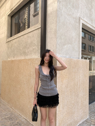 black lace mesh skirt