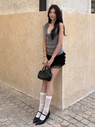 black lace mesh skirt