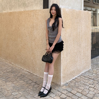black lace mesh skirt