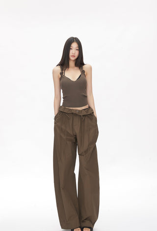 wide-leg lace-up pants