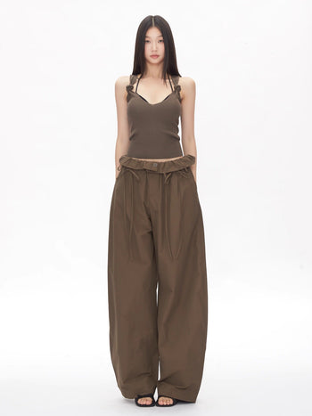 wide-leg lace-up pants