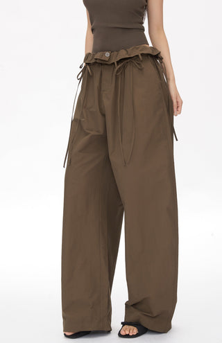 wide-leg lace-up pants