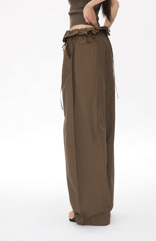 wide-leg lace-up pants