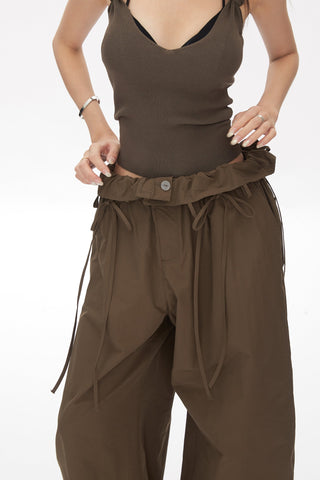 wide-leg lace-up pants