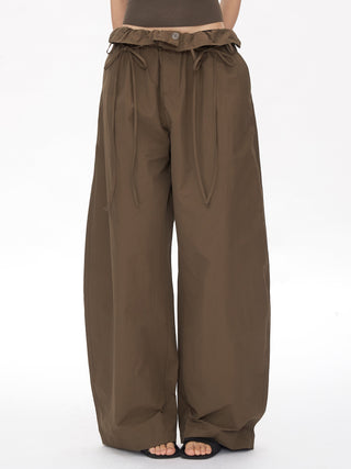 wide-leg lace-up pants