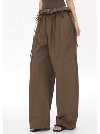 wide-leg lace-up pants