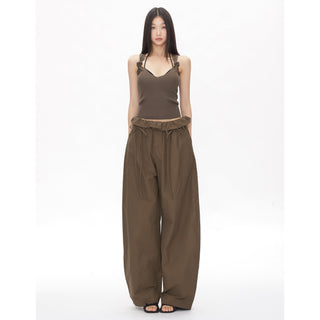 wide-leg lace-up pants