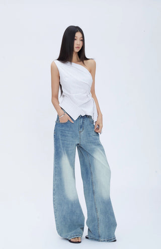 oblique shoulder niche tops