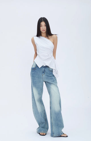 oblique shoulder niche tops
