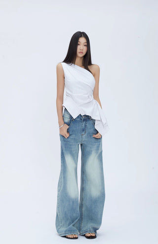 oblique shoulder niche tops