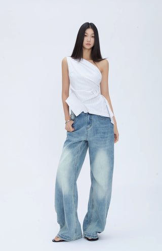 oblique shoulder niche tops