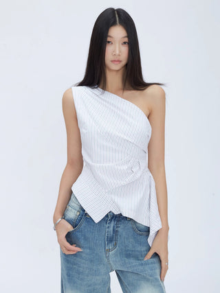 oblique shoulder niche tops