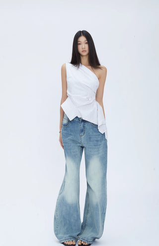 oblique shoulder niche tops