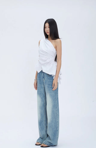 oblique shoulder niche tops