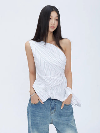 oblique shoulder niche tops