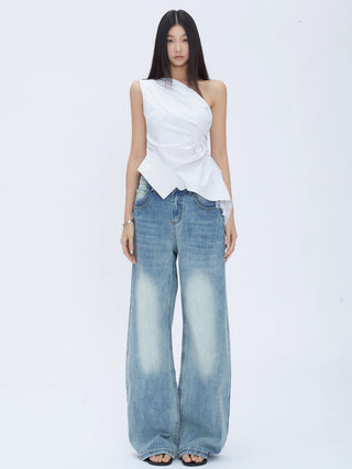 oblique shoulder niche tops