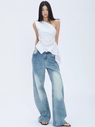 oblique shoulder niche tops