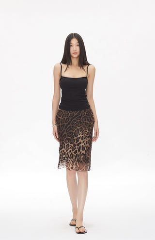 leopard print hip skirt