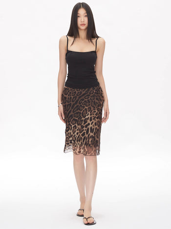 leopard print hip skirt