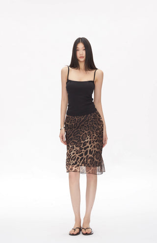 leopard print hip skirt