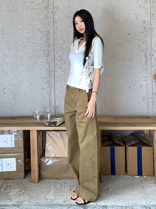 short sleeve V-collar tops