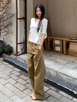 short sleeve V-collar tops