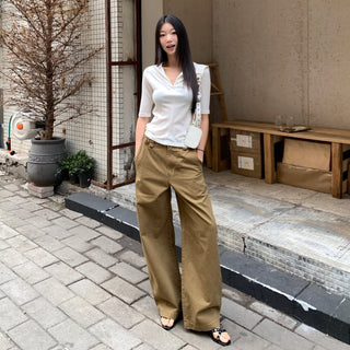 short sleeve V-collar tops