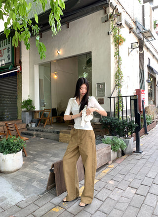 short sleeve V-collar tops