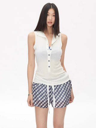 polo collar vest tops
