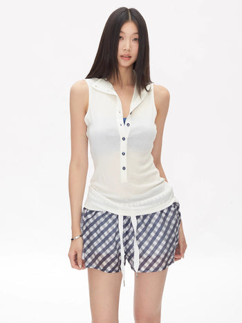 polo collar vest tops