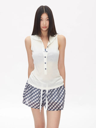 polo collar vest tops
