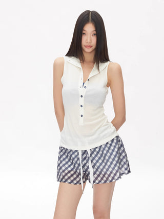polo collar vest tops