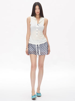 polo collar vest tops