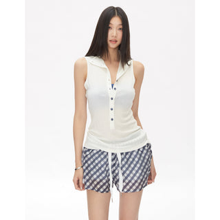 polo collar vest tops