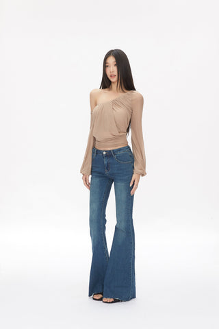 sexy oblique shoulder tops