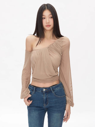 sexy oblique shoulder tops