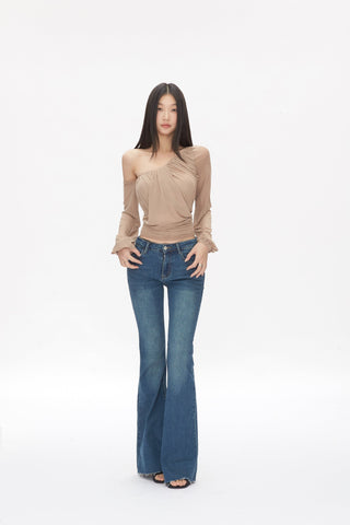 sexy oblique shoulder tops