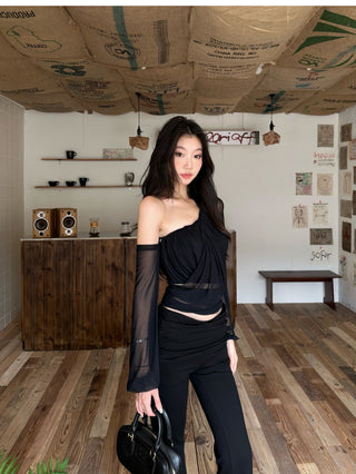 sexy oblique shoulder tops