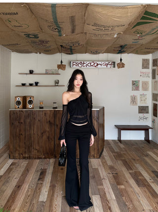 sexy oblique shoulder tops