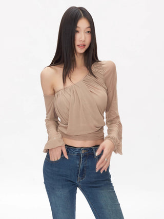 sexy oblique shoulder tops