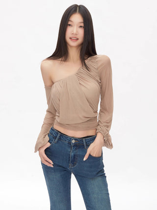 sexy oblique shoulder tops