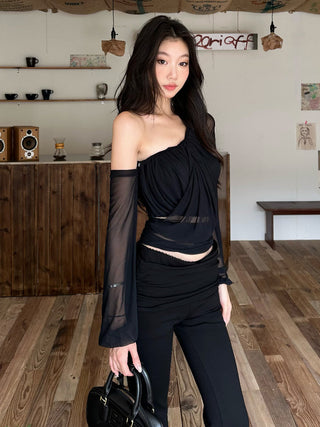 sexy oblique shoulder tops