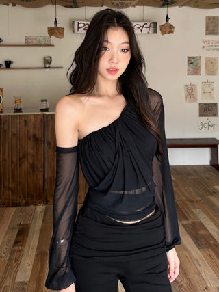 sexy oblique shoulder tops